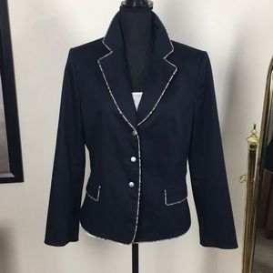 Tahari Navy Blazer with Contrast Trim